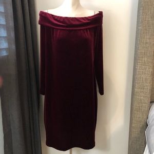 Calvin Klein Velvet , evening off shoulder dress
